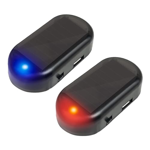 Alarmanlage Auto, Solar Power Dummy Alarm, Anti-Diebstahl Blinklampe, Solarbetriebener Attrappen-Alarm für Sicherheitssystem, 2-Stück