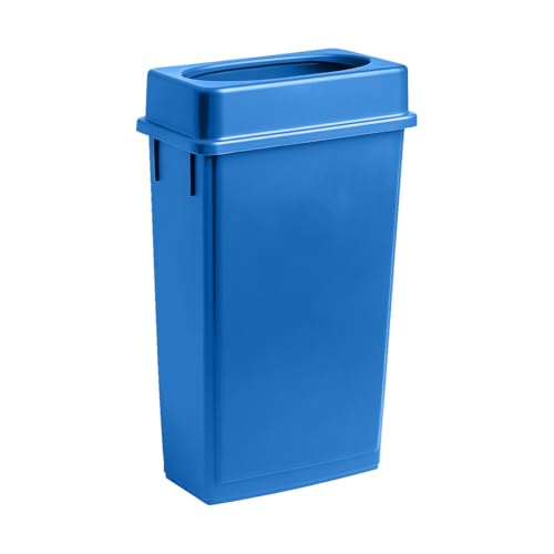 Image of 23 Gallon Slim Rectangular Garbage Can with Lid - Dark Blue
