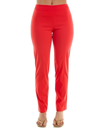 Zac & Rachel Women's Millennium Fabric - Slim Leg Pull-On Pant, Poppy Red, 8P2