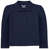The Children's Place Girl's Long Sleeve Pique Polo, Tidal, Large