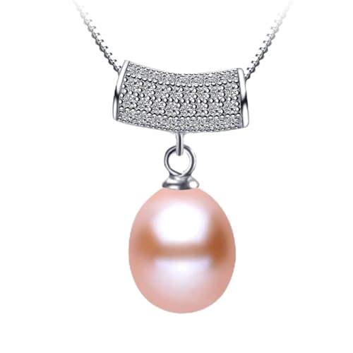 Collier perles de culture d'eau douce naturelles avec pendentif zircon QYYZTQY