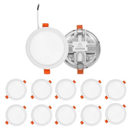 Listado de Plafones para focos , listamos los 10 mejores. 49 Megaluz 10 Piezas Panel 12W Lampara de Techo Empotrada LED Redondo 840lm Luz Blanca 6500K, Ángulo 270°, Ø118mm, IP20, para Cocina Sala Pasillo Oficina Recámara, Corte Aprox...