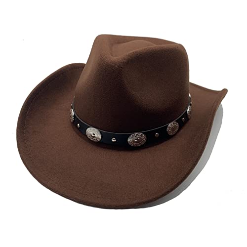 Willheoy Chapeau de Cowboy Femme Chapeau Western Homme Jazz Noir (Marron)