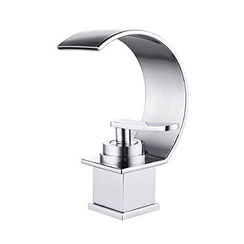 Robinet d'évier de salle de bain cascade monotrou mitigeur lavabo chrome