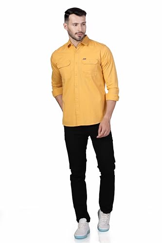 Image of Men's Cotton Twill Utility Shirt | Full Sleeve Button-Down Casual Shirt | Dual Chest Pockets | Comfortable Regular Fit | Everyday Wear