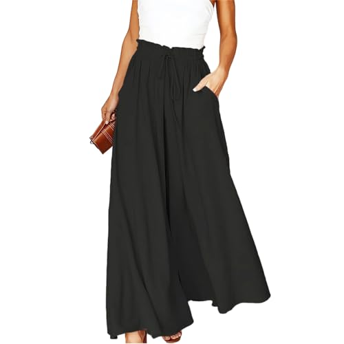 Pantalon palazzo fluide de qualité supérieure, coupe ample élégante et finitions soignées pour femme