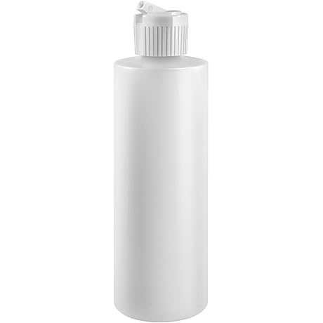 8 Oz Plastic Cylinder Bottles with Flip Top Pour Spout, Pack of 12