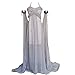 Xfang Women's Chiffon Dress Halloween Cosplay Costume Grey Long Train Dress (M)