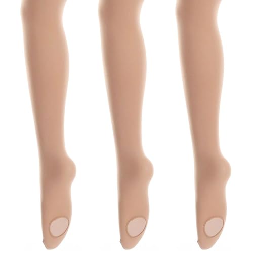 Image of MANZI 3 Pairs Women's Girls' Basic Convertible Transition Ballet Dance Tights 40-Denier