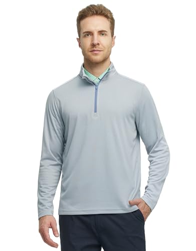 MICHEL ROUEN Quarter Zip Pullover Men Long Sleeve Dry Fit Moisture Wicking 1/4 Zip Pullover Mens Mock Neck Heather Sweatshirt2