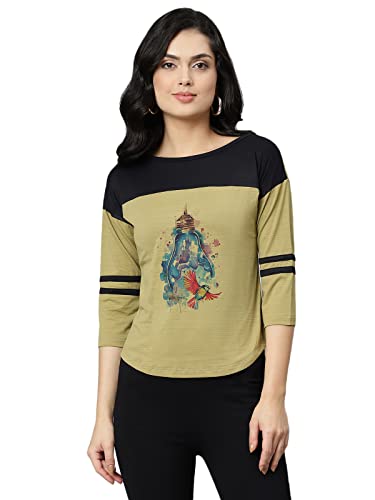 Image of OM SAI LATEST CREATION Women's New 3D Printed Lycra 3 /4 Sleeve Regular Fit Office wear,Casual wear Western Top