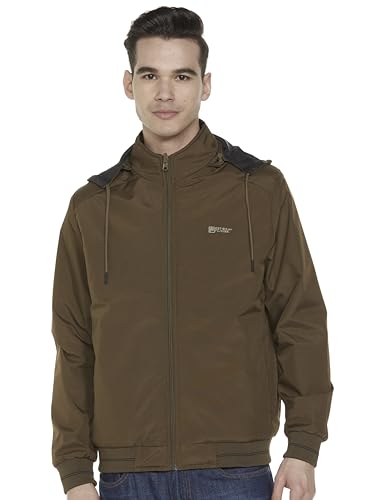 Image of Qube By Fort Collins Men's Polyester Standard Length Regular Fit Reversible Winter Jacket with Ribbed Cuffs & Hood - Warm, Stylish & Versatile