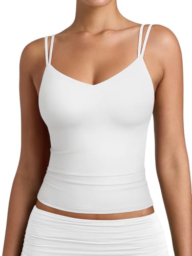 PINKMSTYLE Women Sexy V Neck Tank Top Sleeveless Double Lined Slim Fit Summer Double Spaghetti Strap Cami Going Out Tops2