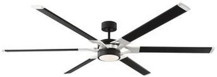 Monte Carlo 6LFR72RZWD Loft Industrial 72" Outdoor/Indoor Damp Ceiling Fan with LED Lights and Remote Control, Matte White