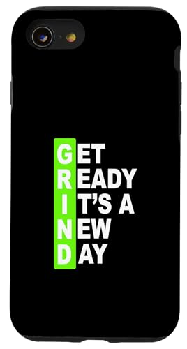 Green Get Ready It's A New Day - �O���C���h�O���[�� �X�}�z�P�[�X iPhone SE (2020) / 7 / 8 �p