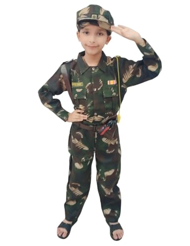 Image of BookMyCostume Kids 6-Pcs Forces & Community Helper Costume Collection - Army, Military, Navy, Police & Soldier Outfits - Fancy Dress for Patriotic Events, School Annual Day, Role-Play & Competitions