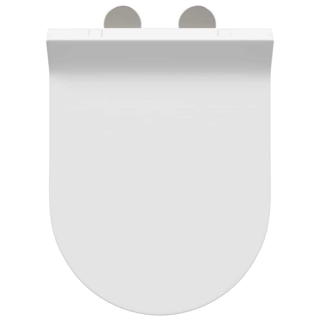 Verstellbarer Toilettensitz in Weiß aus Polypropylen 50 x 36,5 x 5 cm, für WC Klo Brille Ersatz Renovierung, mit Edelstahl Scharnieren und Montage