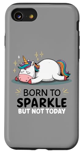 Funny Lazy Unicorn - ��ꂽ - Born To Sparkle But Not Today �X�}�z�P�[�X iPhone SE (2020) / 7 / 8 �p
