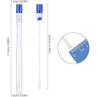 Healifty 50 Sets Nasopharyngeal Nylon Tipped Specimen Flocked Swabs with Tubes Lid Lable Nasal Swab Sterile Nylon Flocking Tip Flocked Swab (Red Blue Random