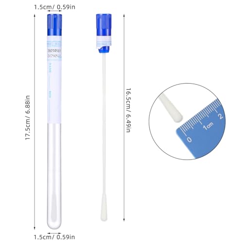 Healifty 50 Sets Nasopharyngeal Nylon Tipped Specimen Flocked Swabs with Tubes Lid Lable Nasal Swab Sterile Nylon Flocking Tip Flocked Swab (Red Blue Random