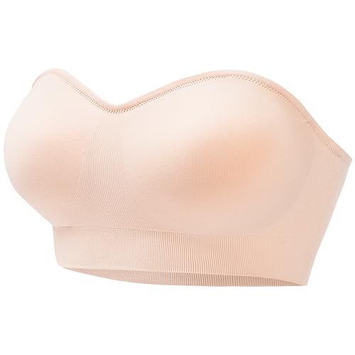PRETTYWELL Strapless Bra for Women Comfort Non-Slip Seamless Padded Bandeau Bras Wireless Tube Top Bra with Multi-Way Straps