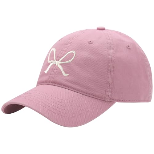 Image of Trendy Bow-Tie Baseball Cap for Women | Trucker Hats Y2k Adjustable Fashion Sun Hat with Visor for Hiking & Travel