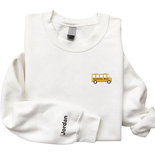 MAPrints Personalized Embroidered Bus Driver Yellow Hoodie Love School Bus