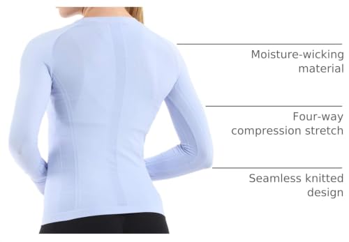 Image of MathCat Seamless Workout Shirts for Women Long Sleeve Yoga Tops Sports Running Shirt Breathable Athletic Top Slim Fit XS-XL