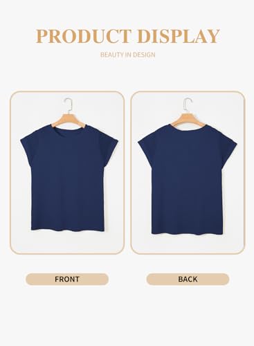 Image of Eytino Plus Size Tops for Women Waffle Knit T-Shirts Round Neck Short Sleeve Casual Loose Basic Tee Blouses(1X-5X)