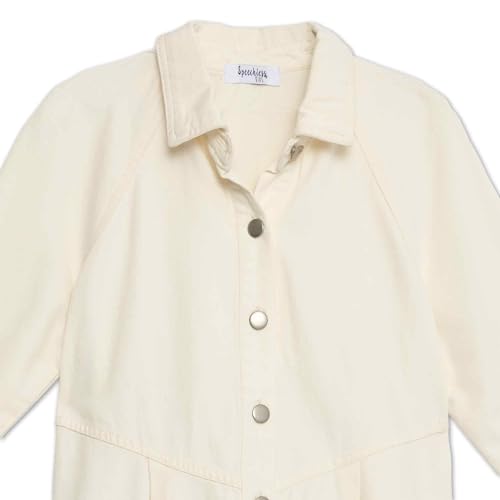 Speechless Girls' Button Front Long Sleeve Shirt Dress4