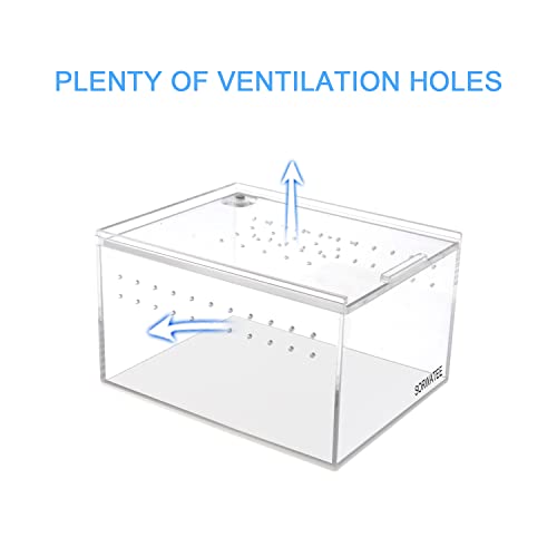 Sorwatee Magnetic Acrylic Reptiles Enclosure, Micro Habitat Terrarium Breeding Box For Small Ground Dwelling Reptiles, Amphibians, Spiders, Cricket, Tarantula & Other Invertebrates (5X4X3) #TOP6