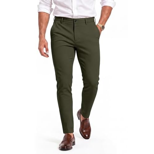 GINGTTO Mens Skinny Pants Tapered Leg Stretch Slim Fit Dress Pants for Men
