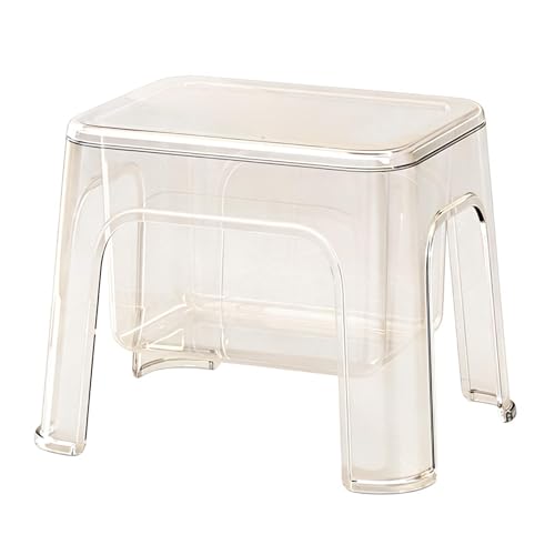 Taburete De Almacenamiento Transparente - Taburete De Ducha, Banco De Ducha De Baño Con Asiento Bajo Transparente Engrosado Impermeable, Mesita De Noche Para Sala De Estar | Muebles Multiusos Que