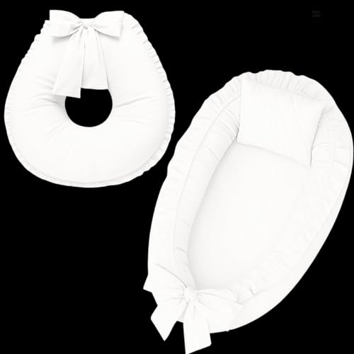 Crib Reducer Nest & Nursing Pad Percale 100% Cotton (White)