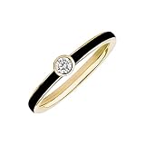 Stackable Colorful 14k Gold Enamel Ring with Diamond Bezel By ASHITA | Lab-Grown 0.10 Carat Diamond