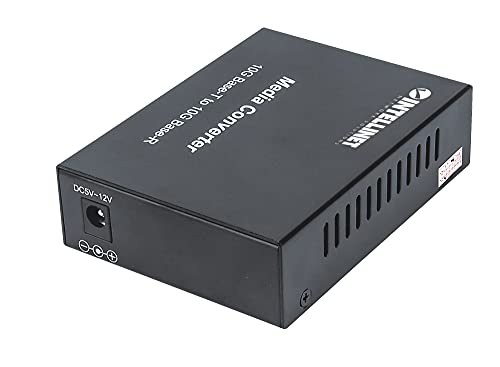 Image of 10GBase-T to 10GBase-R Media Converter, SFP+ Slot and RJ45 Port | 10GBase-T to 10GBase-R media converter with RJ45 and SFP+ ports, supports 1000Base to 10GBase speeds, LEDs status