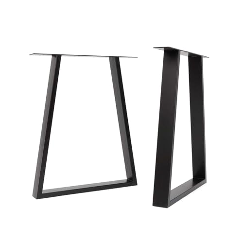 Image of The Hairpin Leg Co. [HLC] 2 x Industrial Trapezium Table Legs - Surface Conditioned Steel, Precision Laser Cut, TIG Welded with Free Screws, Build Guide and Floor Protectors - 71cm [Table, Black]