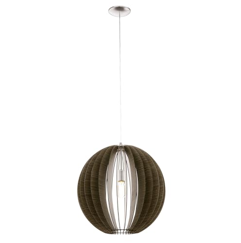 Lampe de salon suspendue Cossano Eglo bois vintage douille E27 50cm