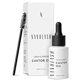 Rizinusöl Nanolash 30ml - 100% natürliches, reines, kaltgepresstes Bio Rizinusöl für Wimpern- und Augenbrauen Wachstum, für Haut- und Haare Gesichtspflege