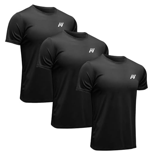 MEETWEE Men’s Sport T-Shirt, Breathable Cool Dry Mesh Base Layer Tops Short Sleeve Running Top Gym Shirt, Black+ Black+ Black, S