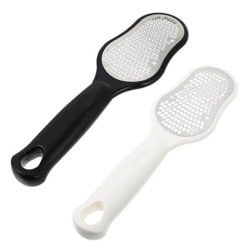 WEKADRIN 2 piezas Herramienta Profesional para Cuidado de Pies Acero Inoxidable y Tapa Raspador Doble Cara para Eliminar Muerta y Callos Compacto para Doméstico y Fácil Transporte de