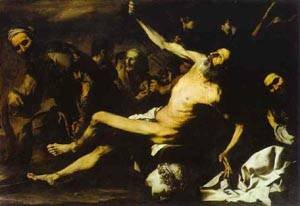 Peinture à l'huile Jusepe De Ribera 36 x 48 pouces : reproduction Martyrdom de St Bartholomew