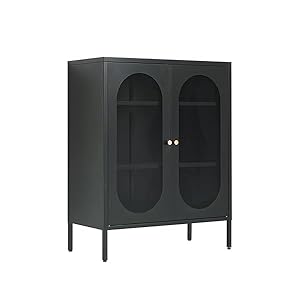 Metal Accent CabinetSideboard Buffet Cabinet for Living RoomBed RoomHomeHotelOfficeGarageSchoolKitchen3 Tier Locker Storage Cabinet2 Removable Shelves Mesh Door Black