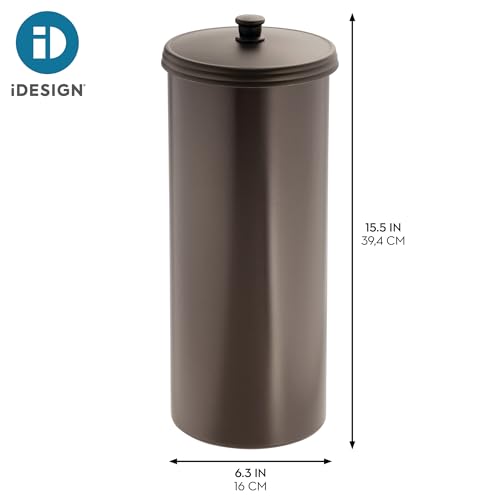 iDesign Kent Toilet Roll Storage Free Standing, Practical Plastic Toilet Paper Holder, Easy Bathroom Toilet Roll Storage Solution for 3 Toilet Rolls, Black, 93390