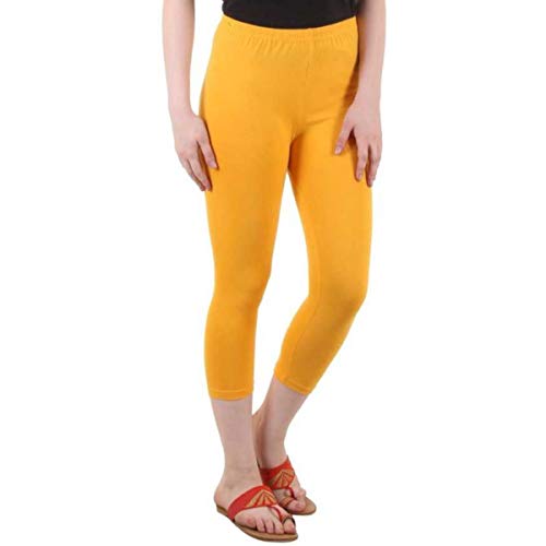 Image of PI World Women's Calf Length Cropped Leggings Cotton Lycra Fabric Slim Fit 3 /4th | Pants