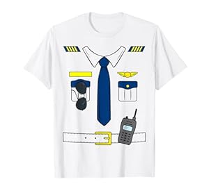 Pilot Kostüm Kinder Flugkapitän Jungen Herren Piloten T-Shirt