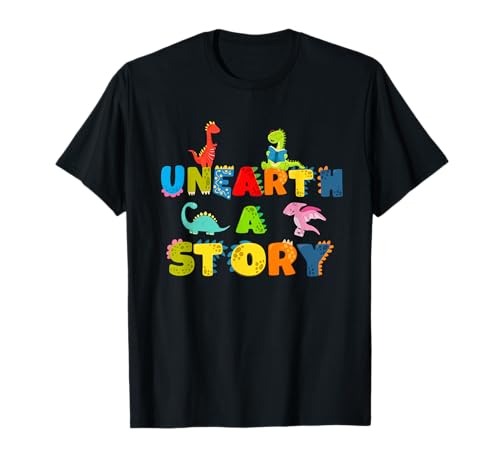 Unearth a Story Summer Reading 2026 Dinosaur Books Dino T-Shirt