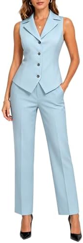 Lamgool Women 2 Piece Outfits Vest Top and Straight Leg Pants Sui...