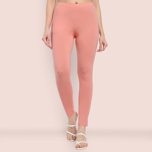 Image of ONE SKY Women Full Length Leggings | Cotton Modal Spandex Blend | High Waist Stretchable & Bio-Washed Fabric | Colour-Lock Technology | Comfortable Leggings for Women