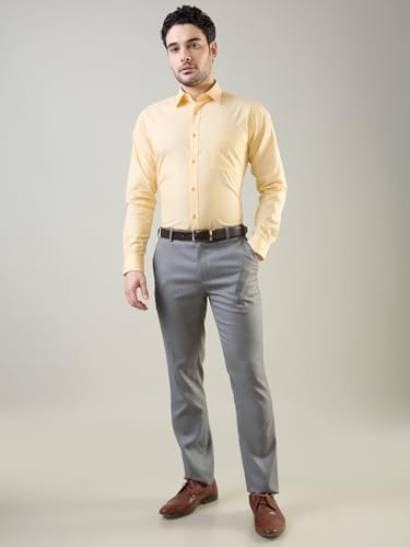 Image of Raymond Men Slim Fit Fil-A-Fil Pattern Pure Cotton Semi Cutaway Collar Full Sleeve Formal Shirt